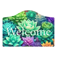 Aloe Vera and Succulents Collage Welcome Door Sign