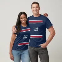 Blue Red White Sports Jersey Team Name Unisex T-Shirt