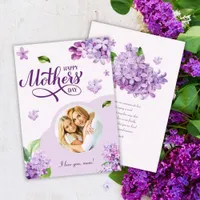 Elegant Purple Floral Lilac Mother's Day Photo Holiday Card