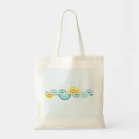 Abstract sun and clouds curved pattern tote bag