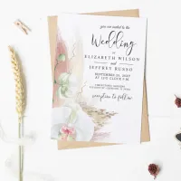 Rustic Boho Pampas Grass White Orchid Wedding Invitation