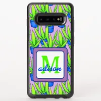 Aloe Vera Plants Pattern Monogrammed OtterBox Symmetry Samsung Galaxy S10+ Case