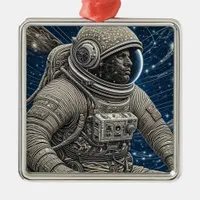 Ai Art Astronaut in Space Metal Ornament