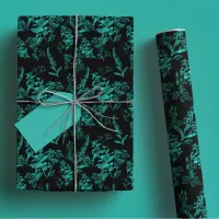 Neon Blue and Black Bright Wildflower Wrapping Paper Sheets