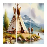 Traditional Native Indian culture with our Teepee  Triptych