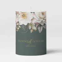 Floral Drama Wedding Green ID1022 Pillar Candle