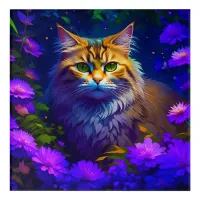 Cute Orange Kitty Cat in Flowers Acrylic Print