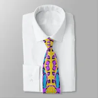 Crocodile Skin Yellow Blue Purple Abstract Art Neck Tie