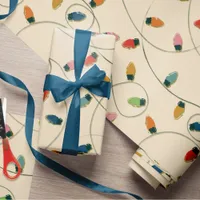 Retro Vintage Christmas Lights Pattern Wrapping Paper