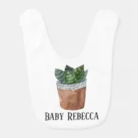 Potted Succulent Houseplant Custom Baby Bib