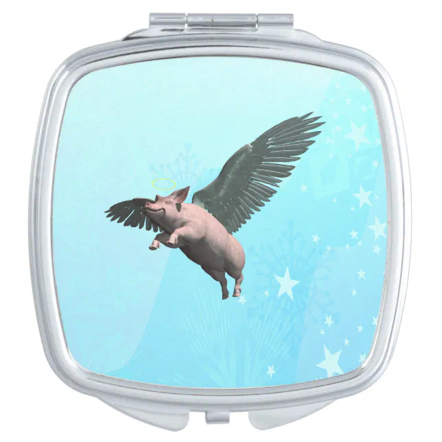 Cute Angel Pig Flying in the Sky Makeup Mirror