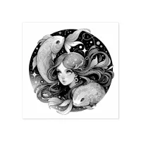 Just a Pisces Girl | Horoscope Art  Rubber Stamp