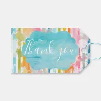 Rainbow Watercolor Stripes and Paint Splatters Gift Tags