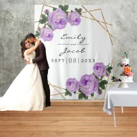 Gold Glitter Geo Purple Floral Photo Backdrop Sign