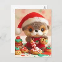 Adorable Otter Baking Christmas Cookies Postcard