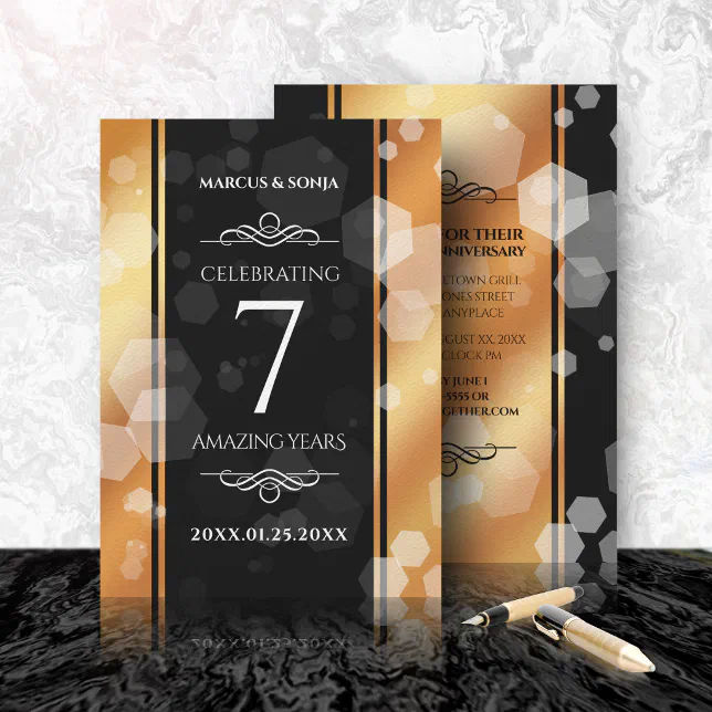 Elegant 7th Copper Wedding Anniversary Celebration Invitation