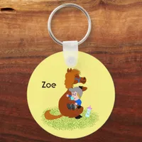 Funny and cute pony with baby -  keychain