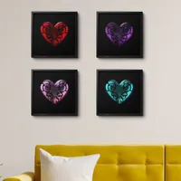 Set of Filigree Goth Hearts in Various Colors Peel And Stick Photo Tile