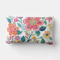 Boho Chic Pink and Coral Flower Throw Pillow