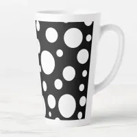 White Polka Dots on Black | Latte Mug
