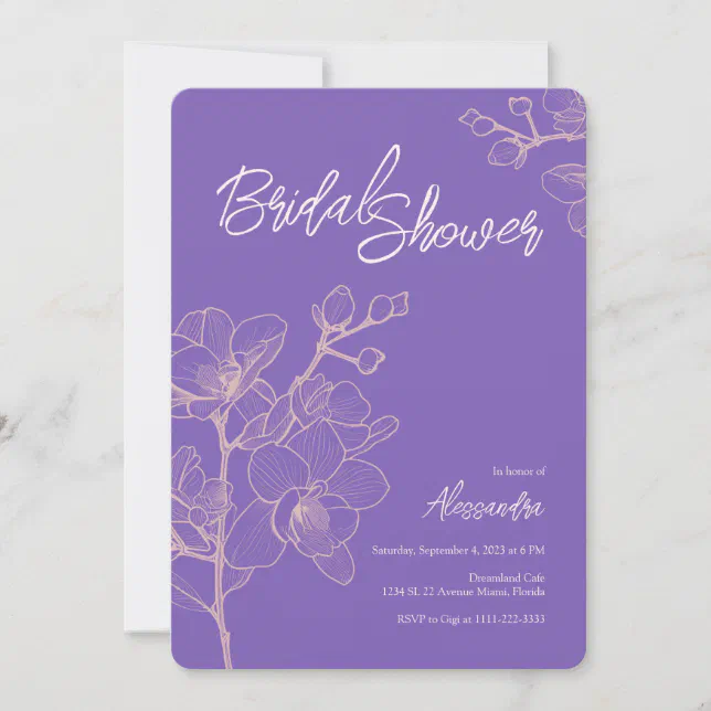 Lavender Orchid Moments | Wedding Bridal Shower Invitation