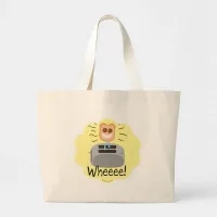 Toast Pops Up Cute Happy Fun Cartoon Toaster Large Tote Bag