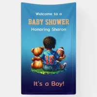 Football Baby Boy with Teddy Baby Shower Welcome Banner