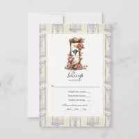 Vintage Floral Hourglass Wedding RSVP Card