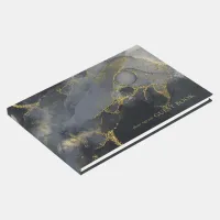 Moody Ink Charcoal Gold Abstract ID988 Guest Book