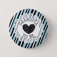 Grandma to be blue black Heart Baby Shower Button