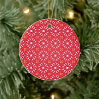 Christmas Holiday Charm Pattern 04 - Personalized Ceramic Ornament