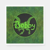 Personalized Green Dinosaur Hide Napkins