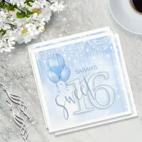 String Lights & Balloons Sweet 16 Lt. Blue ID473 Paper Napkins