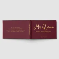 Elegant Modern Burgundy Quinceañera Foil Guest Book