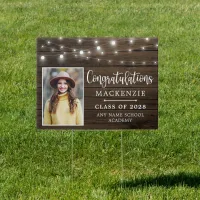 Graduation String Lights Wood Photo Sign