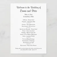 Card/Downloadable Simple One-Sided Wedding Program