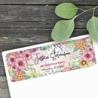 Elegant Vibrant Flowers Leaves Return Address Label