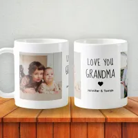 Love You Grandma | Two Photo Handwritten Text Coffee Mug