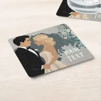 Elegant and Timeless Wedding Invitation Design Square Paper Coaster