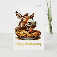 Cute Thanksgiving Donkey Foil Greeting Card