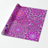 Cute Girly Boho Chic Pink Purple Floral Mandalas  Wrapping Paper