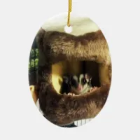 Sugar Glider in Furry Tree Truck Hanging Bed Ceramic Ornament