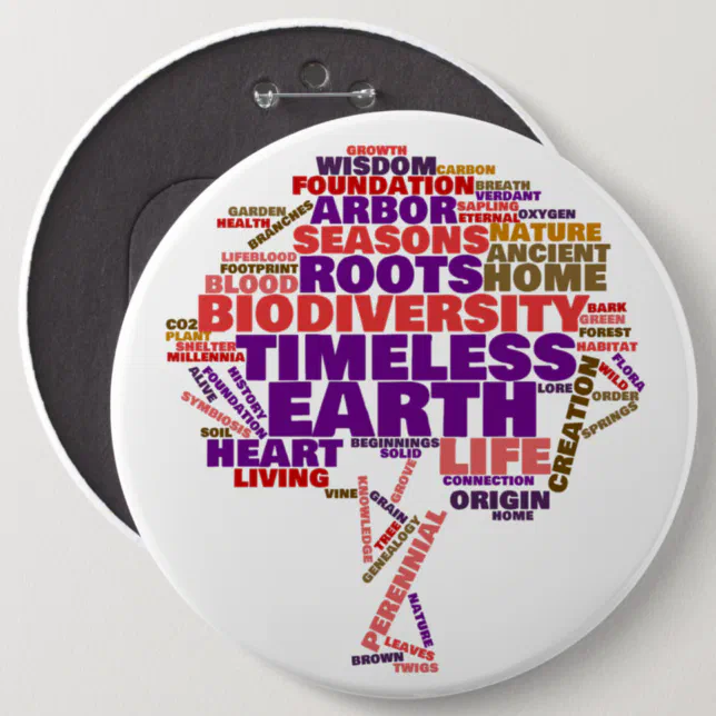 Inspirational Tree of Life Tag Cloud Pinback Button