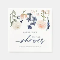 Peach & Blue Wildflower Bridal Shower Napkins