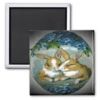 Vintage Easter Bunnies Textured Image, ZSSG Magnet