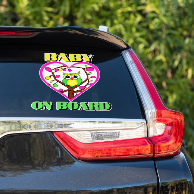 Baby on board - Colorful owl - Car rear  Sticker