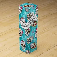 Sugar Skulls and Swirls Turquoise ID725 Wine Box