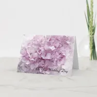 Soft Pink Hydrangea Wedding Day Card