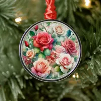 Whimsical Rose Pattern Metal Ornament