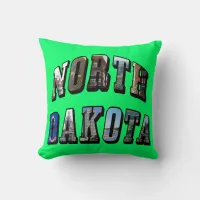 North Dakota Picture Text Throw Pillow